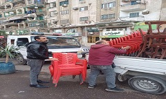 حملة مسائية لرفع الإشغالات والقضاء على التعديات بحرم الطريق