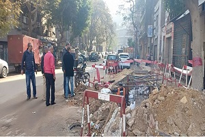 إصلاح ماسورة مياه بشارع سليمان الحلبي