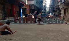 تركيب بلاط انترلوك بشارعي عبد الرحمن محمد وتادرس اسطفانوس