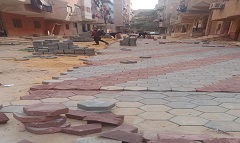 استكمال أعمال تركيب بلاط الإنترلوك بشارعي السلك وأنس بن مالك