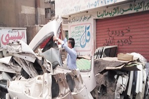 رفع جميع الاشغالات من امام دار المناسبات والادارة التعليمية بالحي