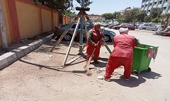 حملة نظافة وتجريد ورفع التراكمات في شارع الفيوم