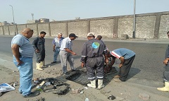 صيانة بالوعات الأمطار بشارع الأوتوستراد إتجاه القلعة