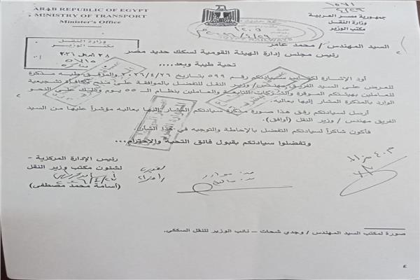  مكافأة تشجيعية للعاملين بالهيئة القومية لسكك حديد مصر