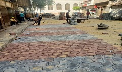 تركيب بلاط انترلوك ورفع كفاءة الرصيف بشارع بنك مصر 