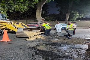 إصلاح ماسوره مياه بشارع الجزيرة