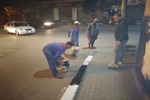 دهان بلدورات الأرصفة بشارع الجمهورية